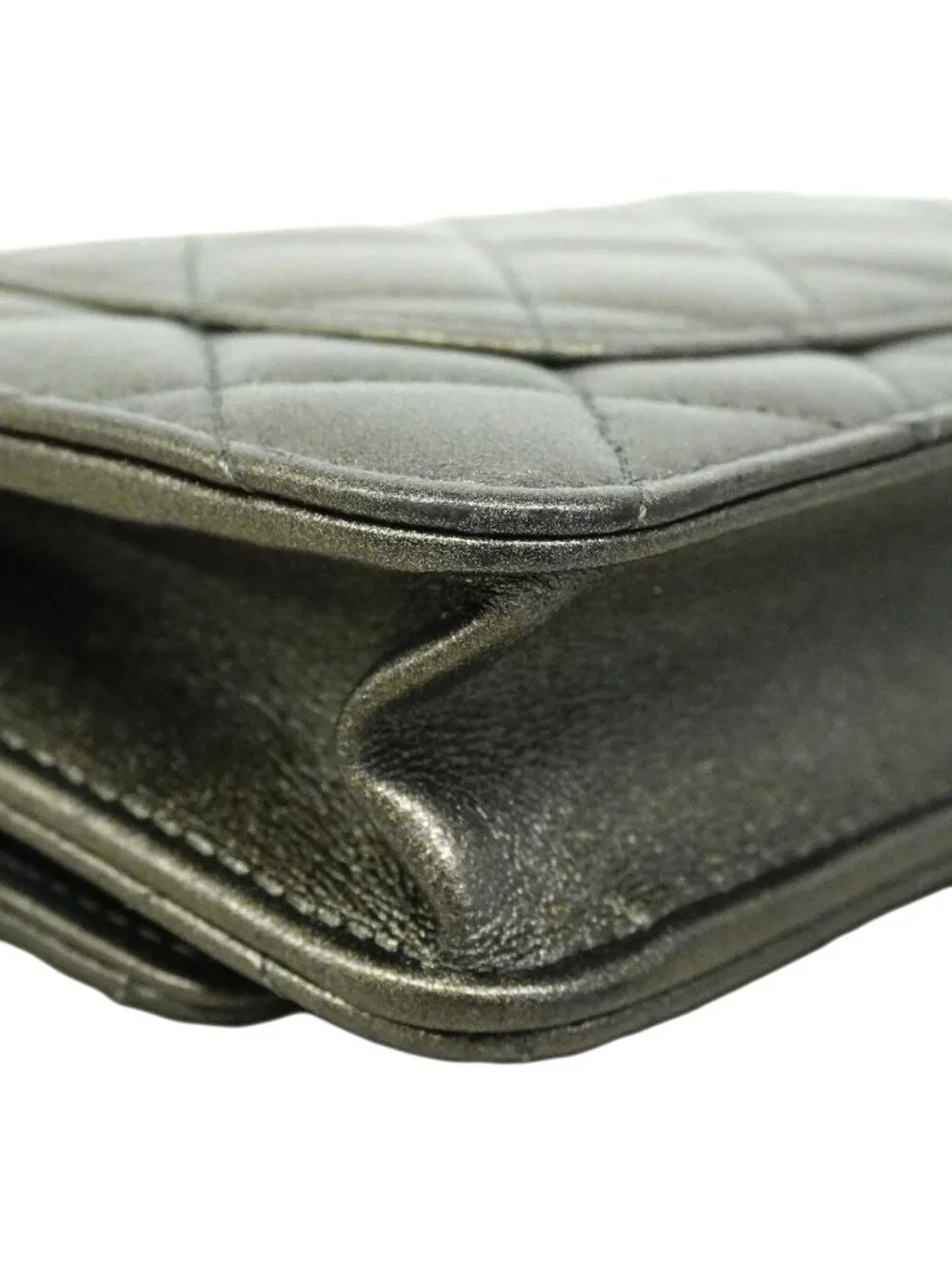Chanel Wallet on Chain Quilted Lambskin Gray Silver Shoulder Bag